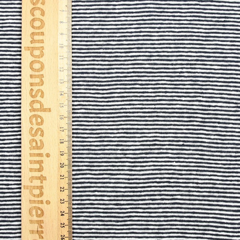 Jersey de lin rayure blanc et bleu marine - Image 4