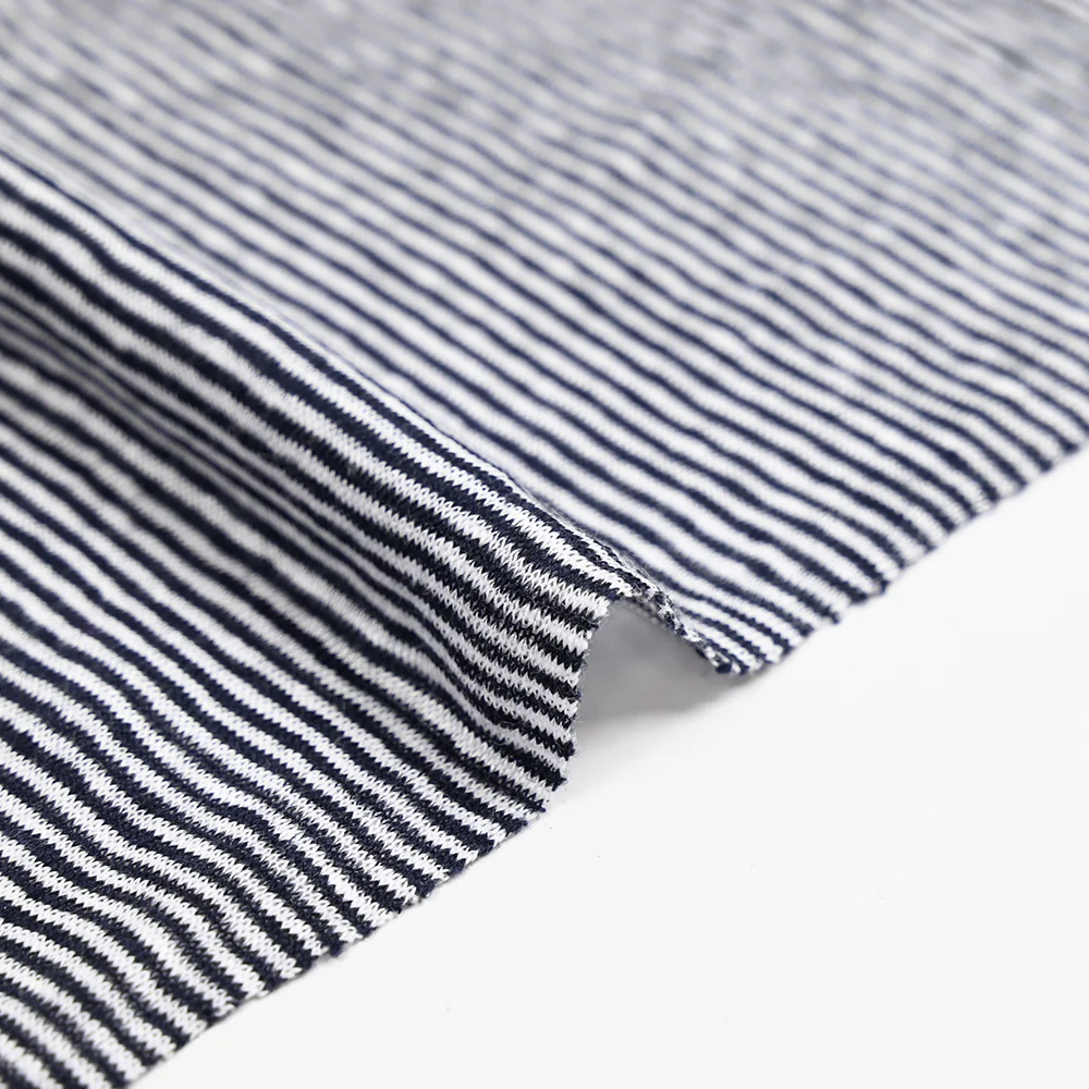 Jersey de lin rayure blanc et bleu marine - Image 5