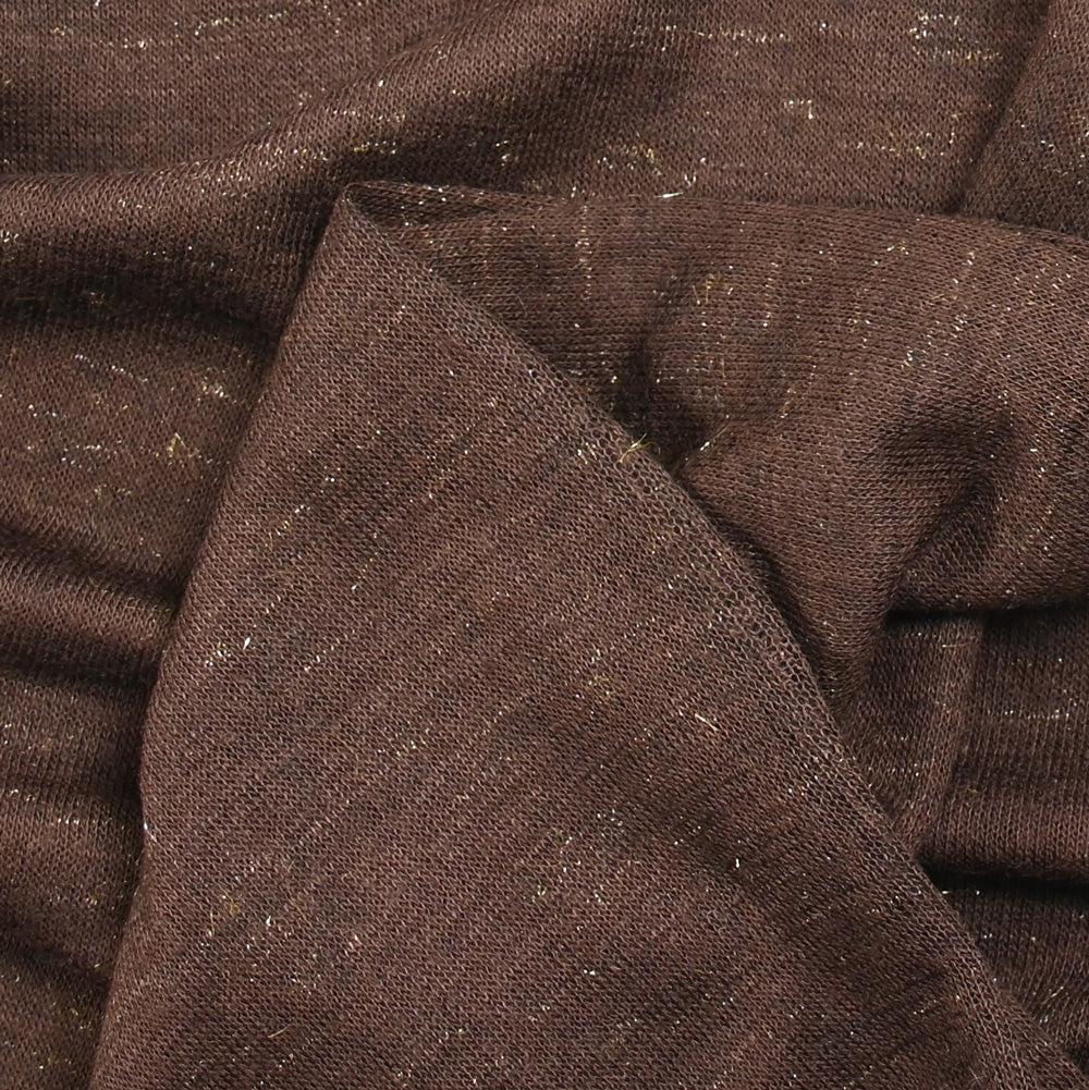 Maille de laine fine irisée dorée fond marron - Image 3