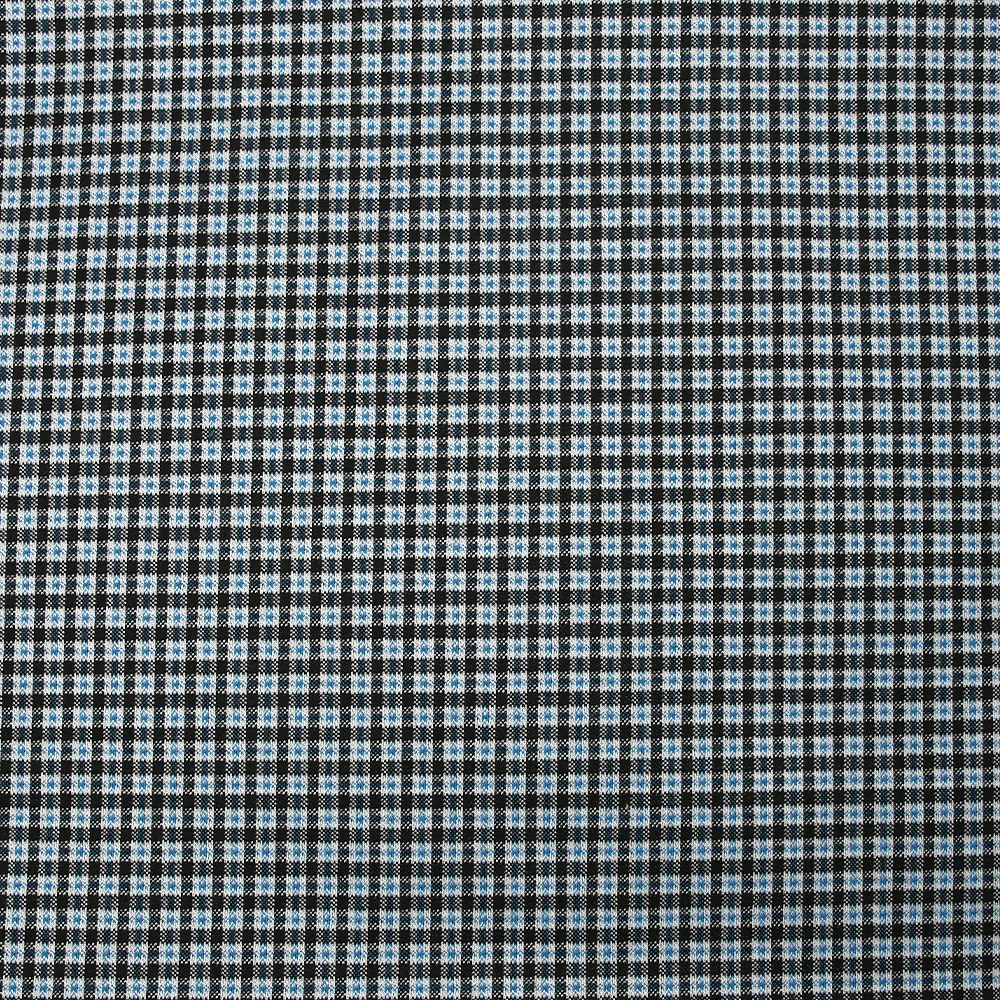 Maille Milano à carreaux bleu et noir fond blanc - Image 4