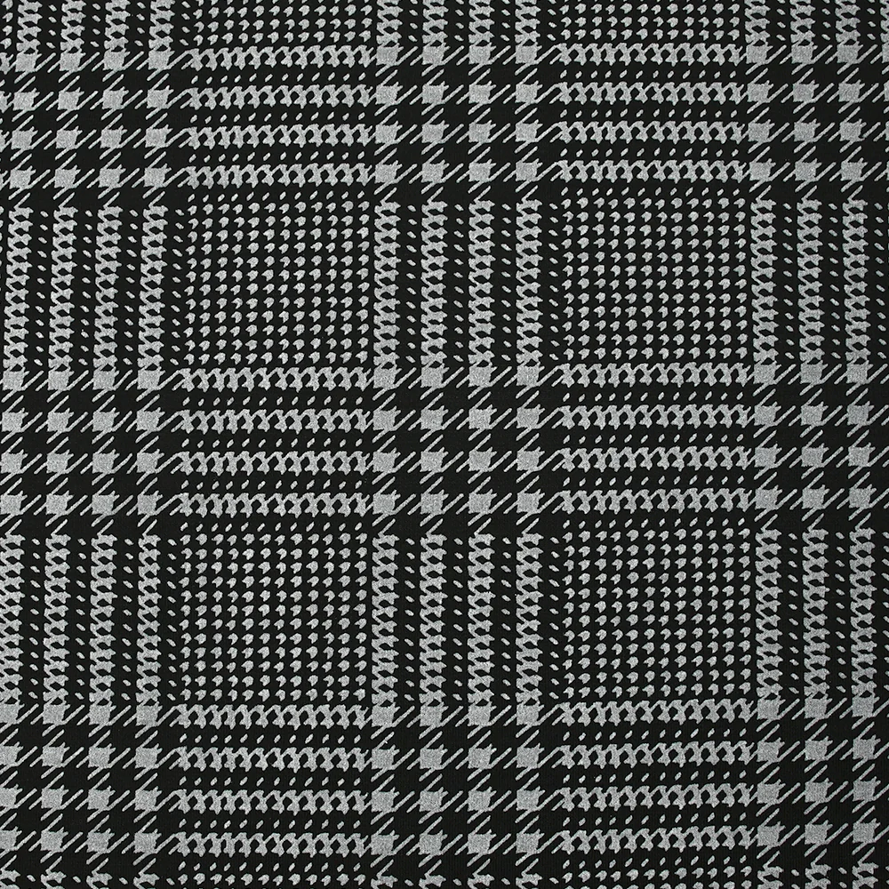 Maille Milano imprimée prince-de-galles gris fond noir - Image 4
