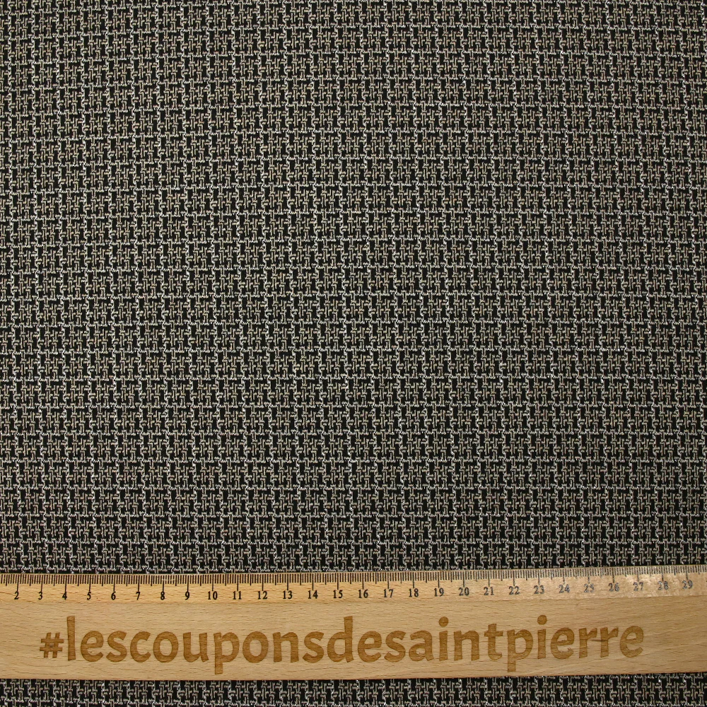 Maille Milano polyester Lurex chemin croisé beige et noir - Image 3