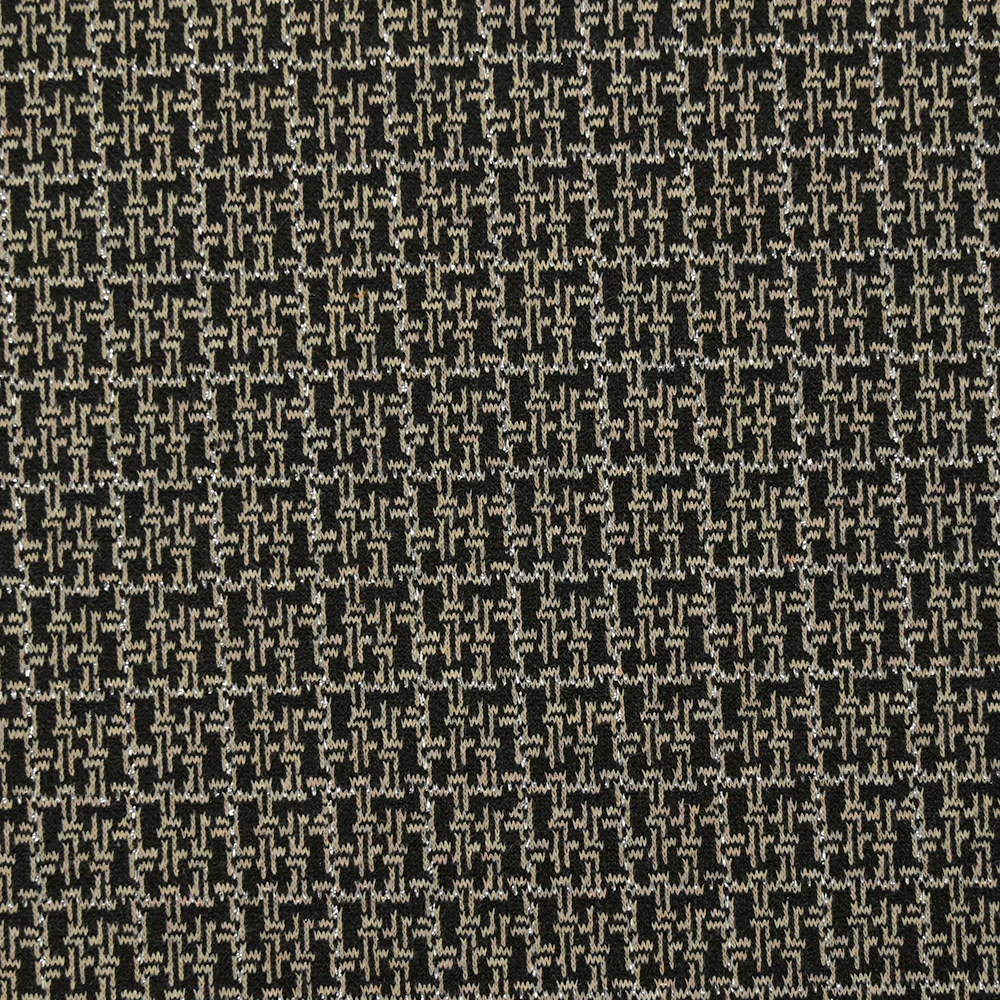 Maille Milano polyester Lurex chemin croisé beige et noir - Image 4