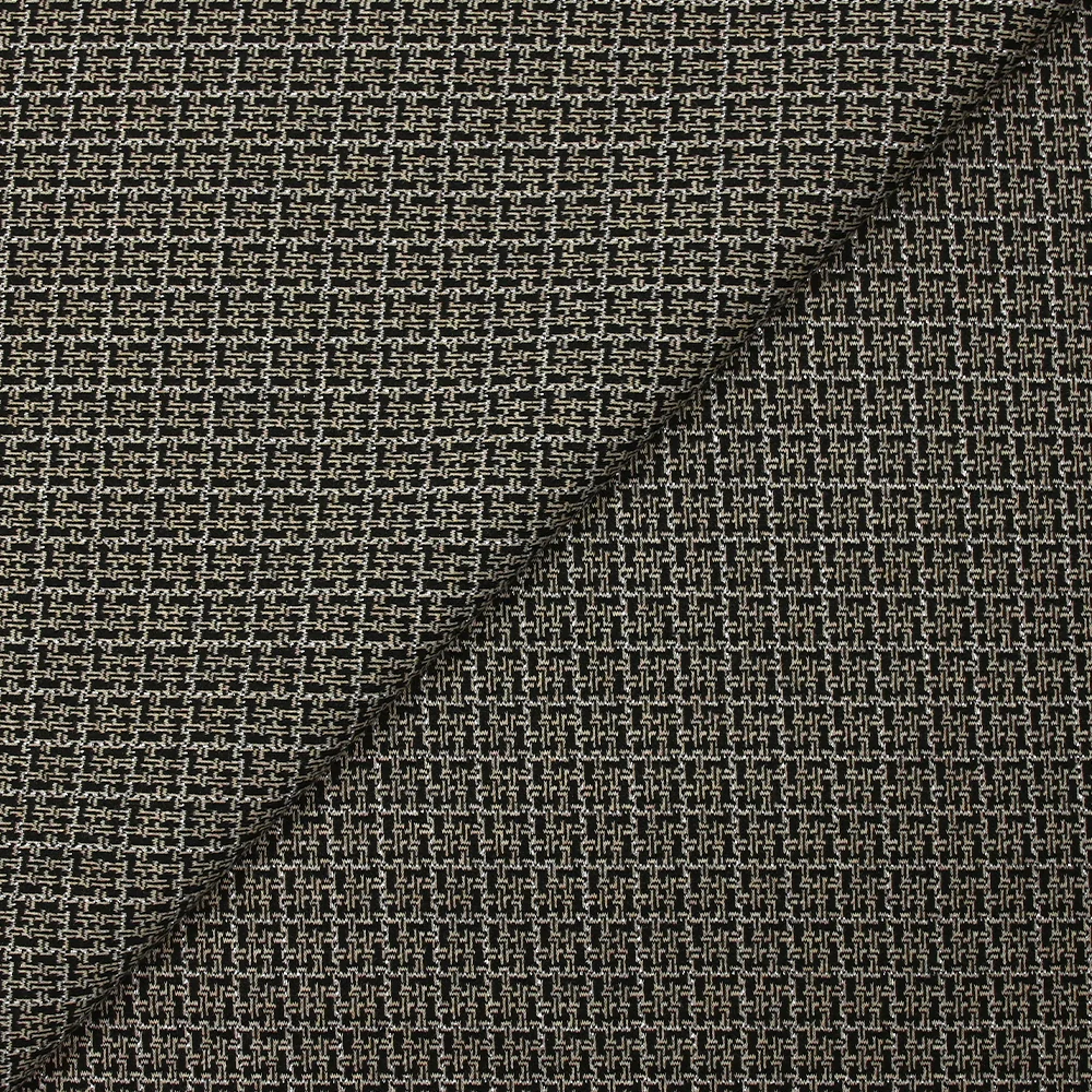 Maille Milano polyester Lurex chemin croisé beige et noir - Image 5