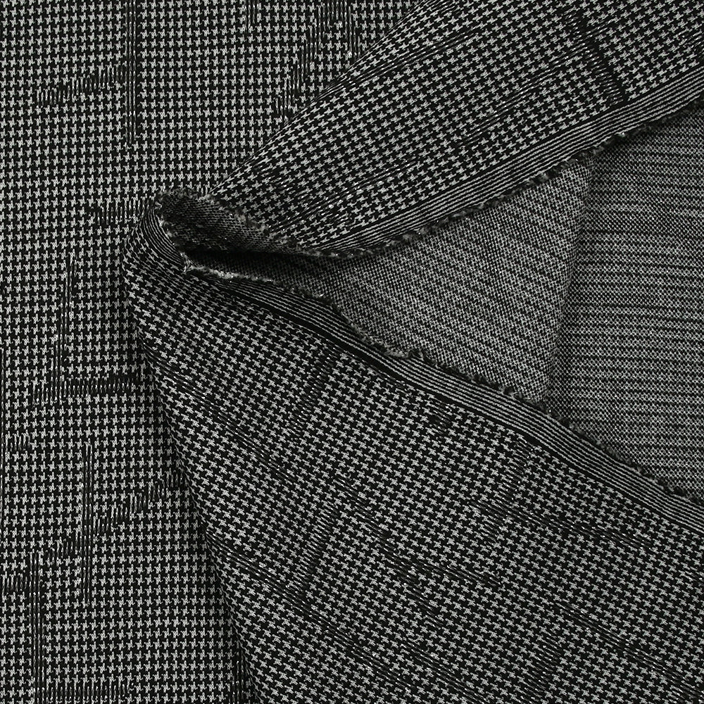 Maille Milano polyester Lurex pied-de-puce craquelé noir et blanc - Image 6