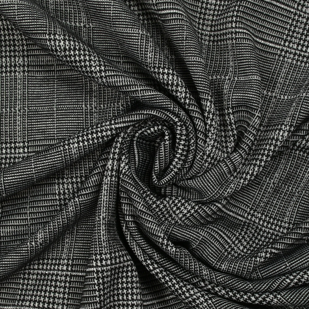 Maille Milano polyester Lurex prince-de-galles noir et blanc - Image 2