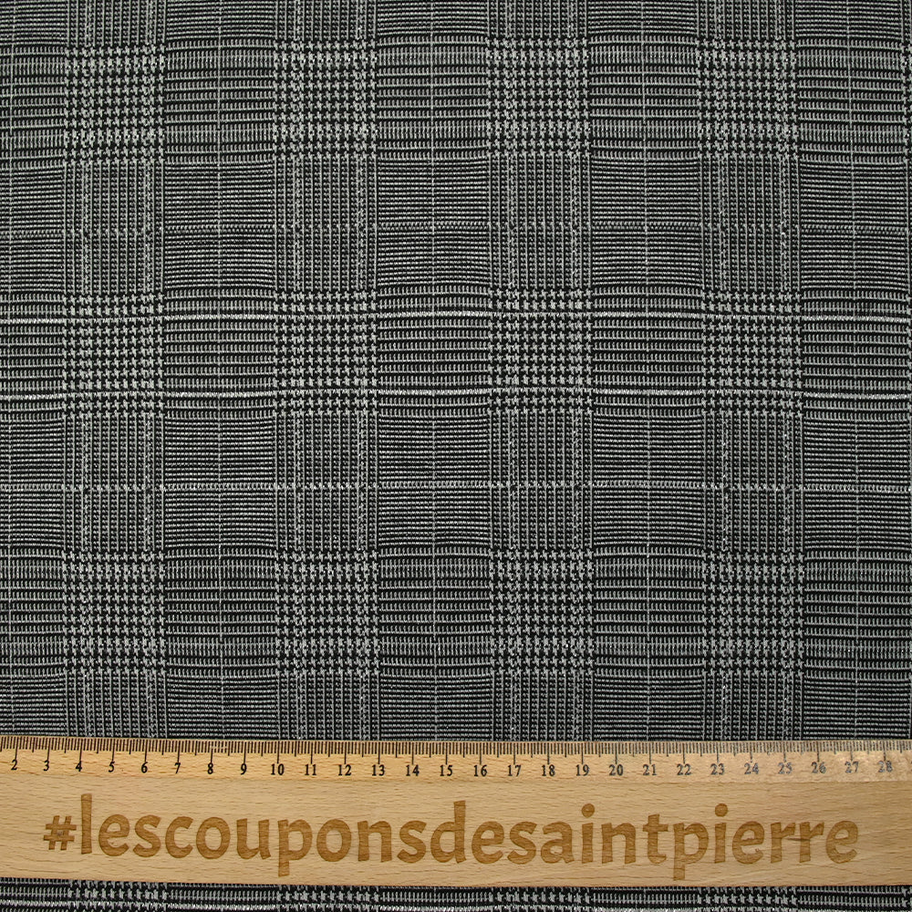 Maille Milano polyester Lurex prince-de-galles noir et blanc - Image 3