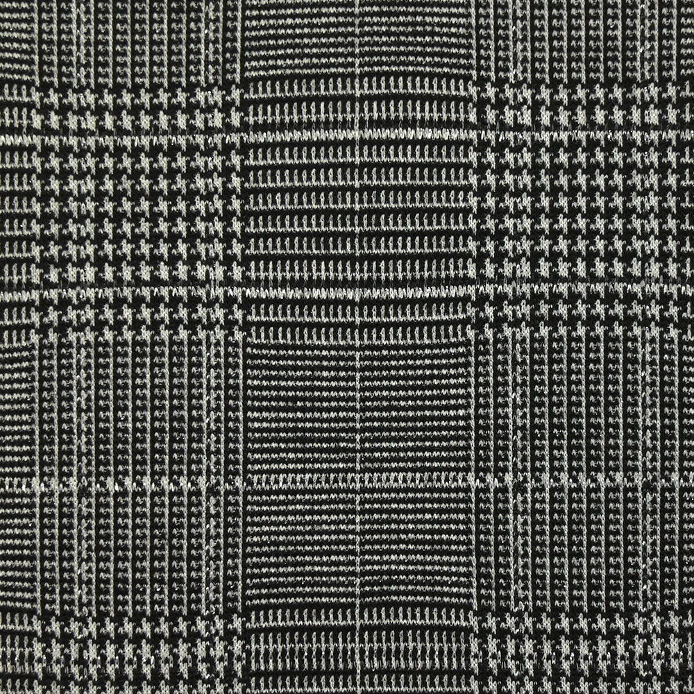 Maille Milano polyester Lurex prince-de-galles noir et blanc - Image 4