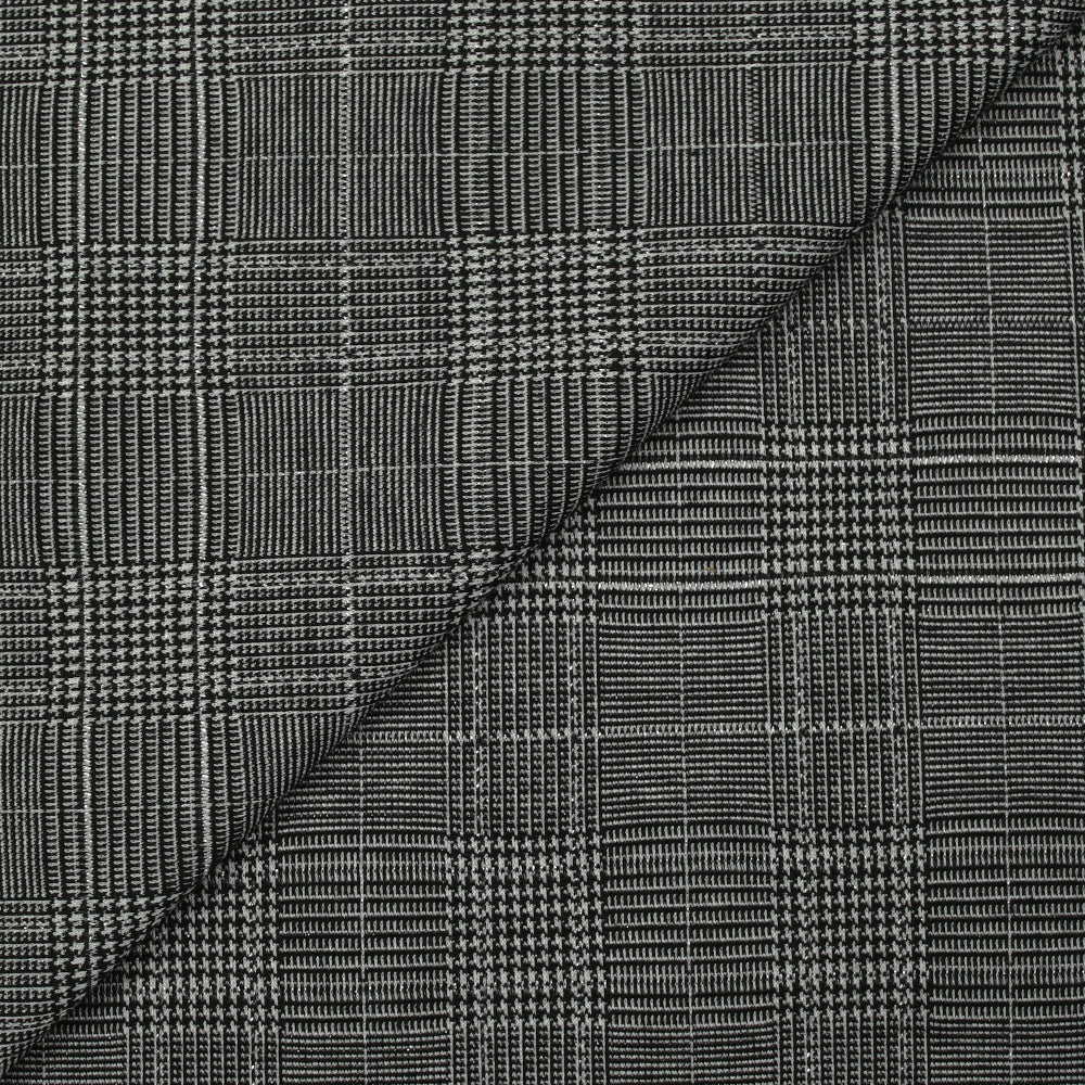 Maille Milano polyester Lurex prince-de-galles noir et blanc - Image 5