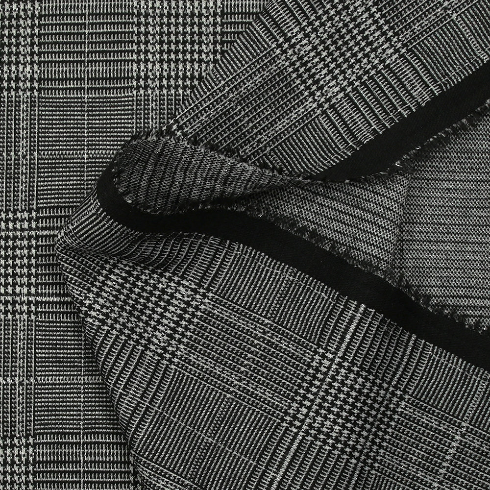 Maille Milano polyester Lurex prince-de-galles noir et blanc - Image 6