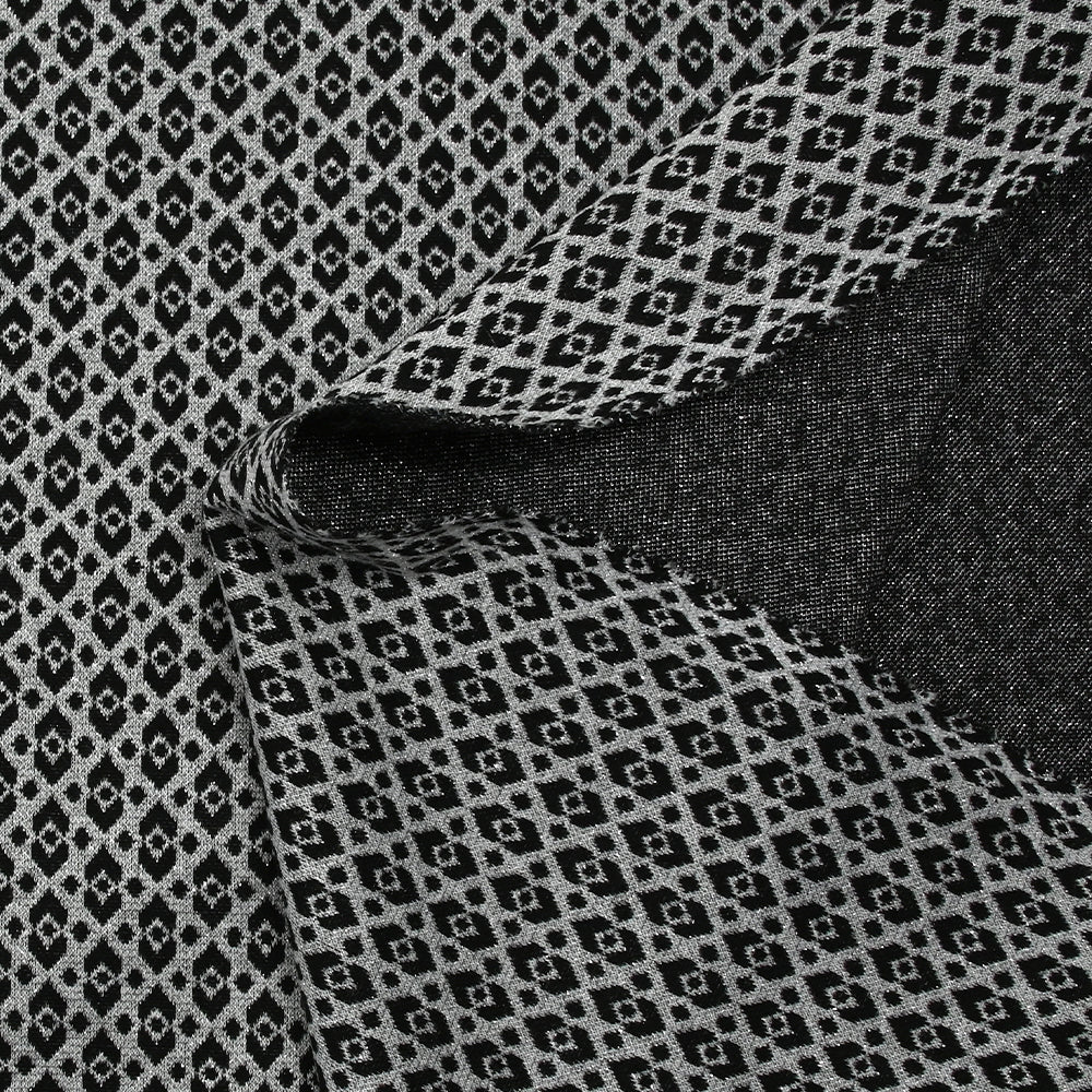 Maille Milano polyviscose Lurex émeraude royale gris - Image 6