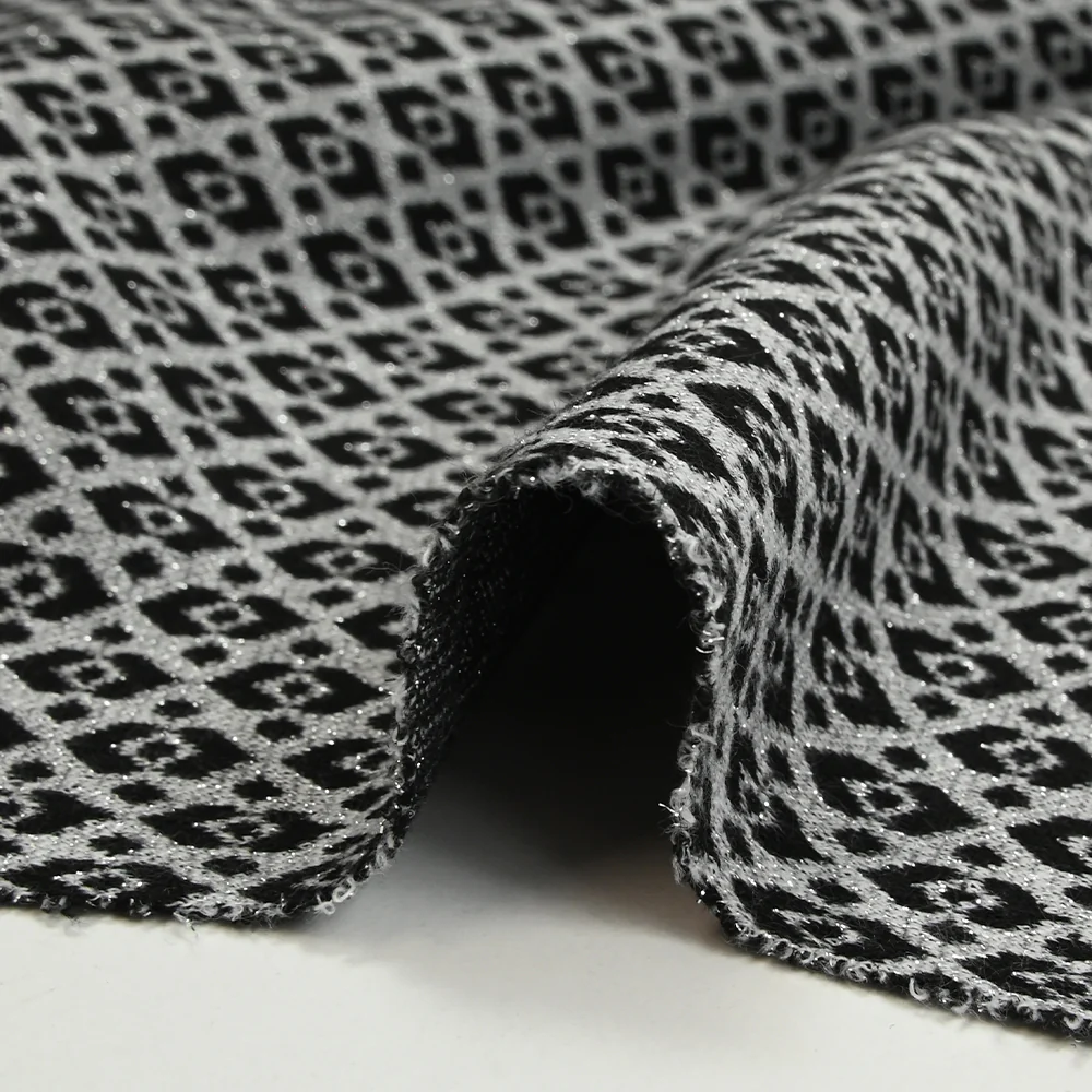 Maille Milano polyviscose Lurex émeraude royale gris - Image 7