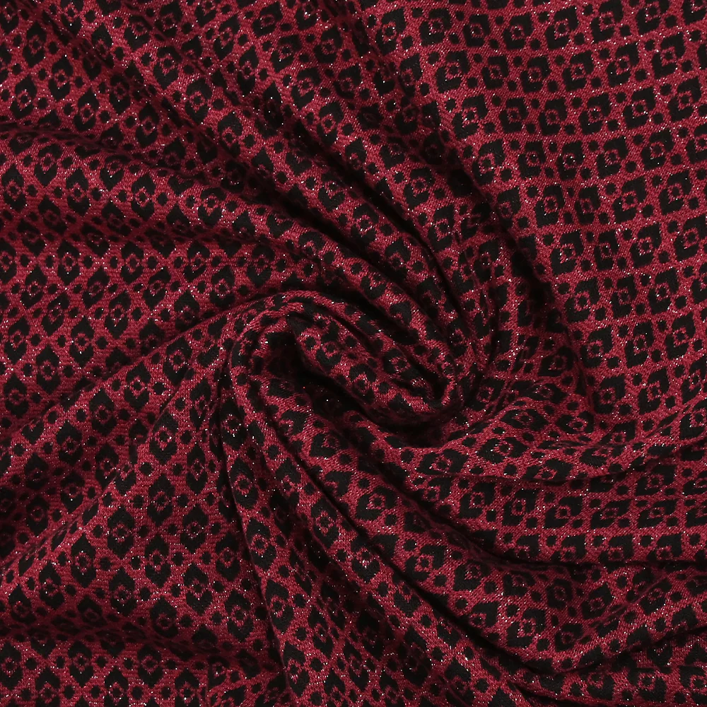 Maille Milano polyviscose Lurex émeraude royale rouge - Image 2