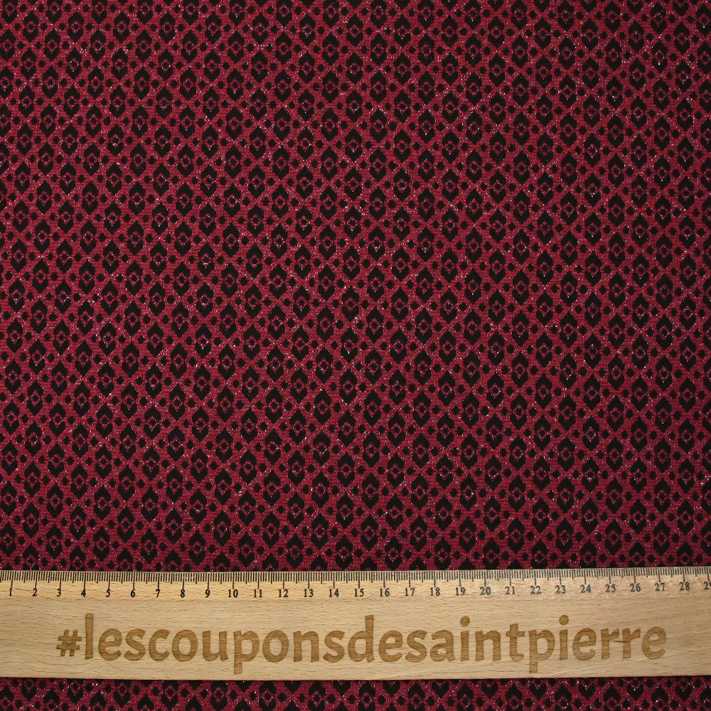 Maille Milano polyviscose Lurex émeraude royale rouge - Image 3