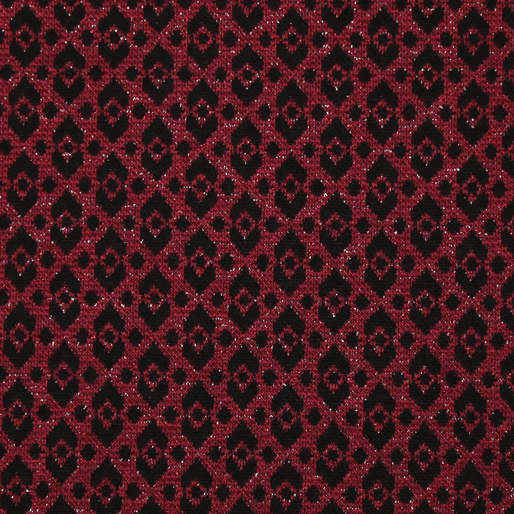 Maille Milano polyviscose Lurex émeraude royale rouge - Image 5
