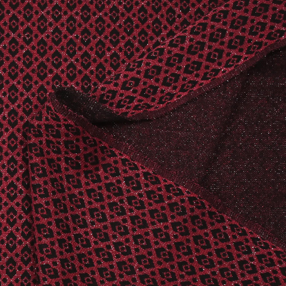 Maille Milano polyviscose Lurex émeraude royale rouge - Image 6