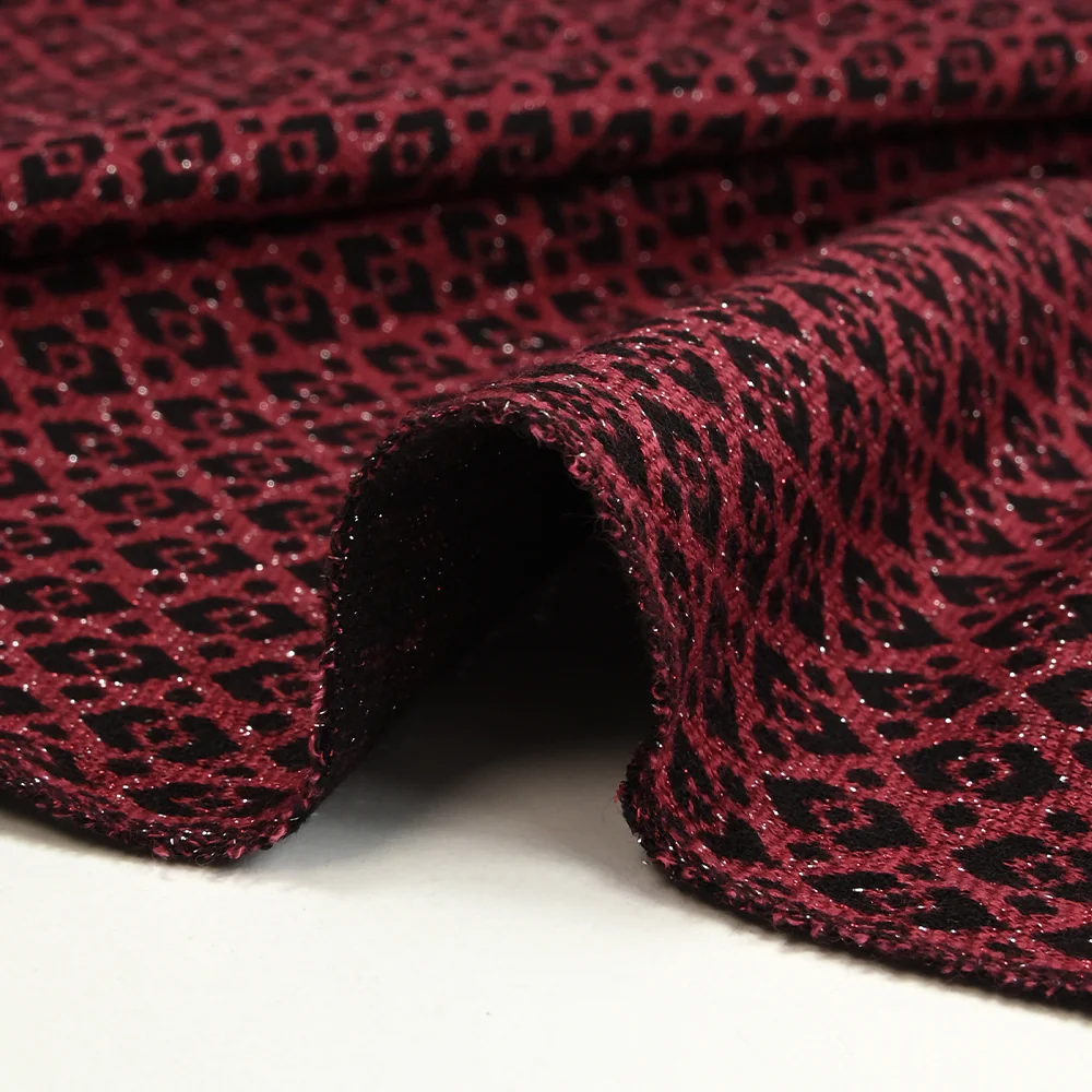 Maille Milano polyviscose Lurex émeraude royale rouge - Image 7