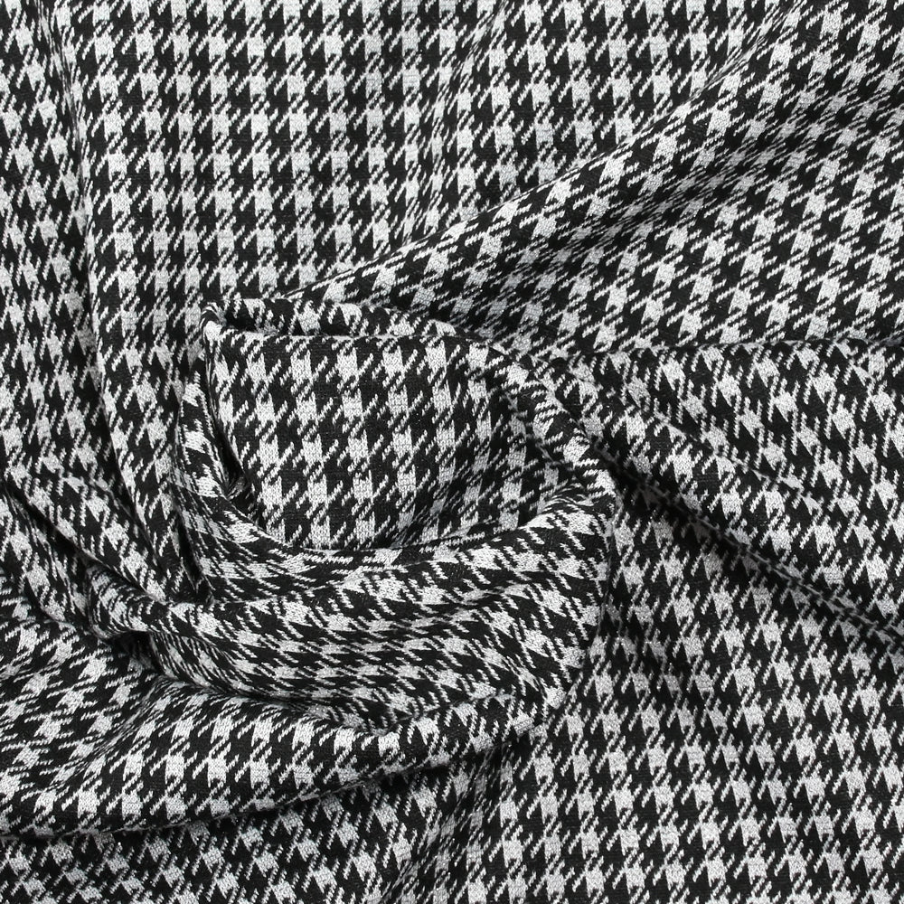 Maille Milano polyviscose Lurex pied de poule gris - Image 2