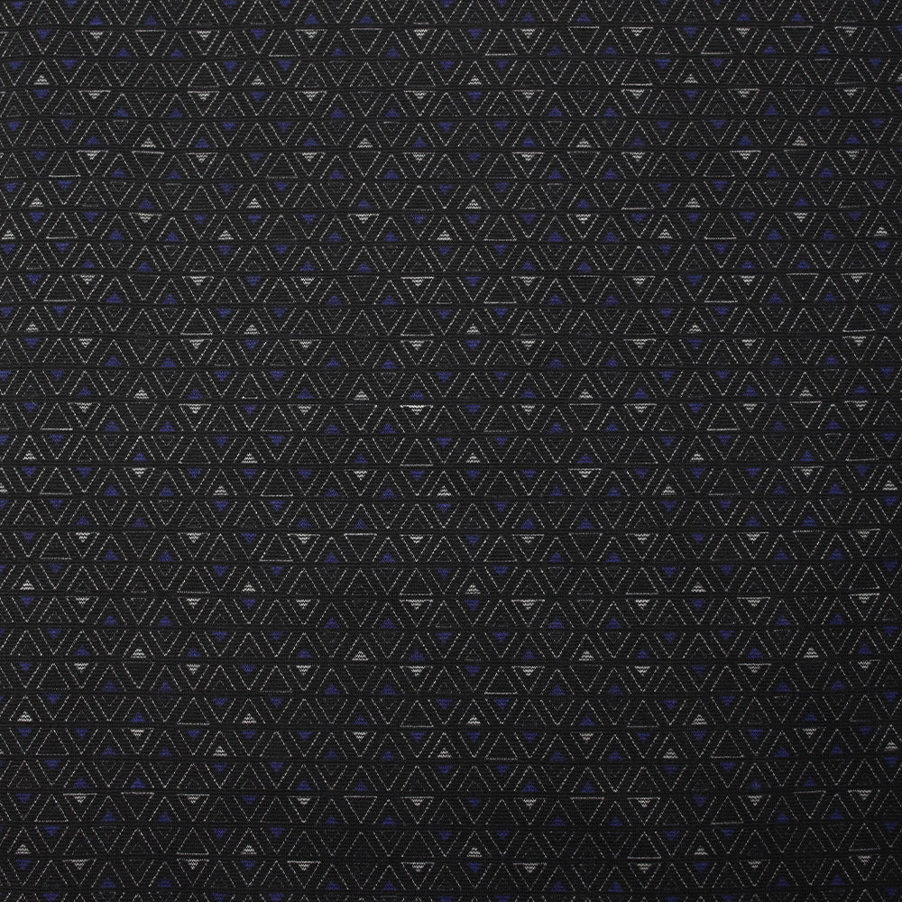Maille Milano polyviscose triangle gris et indigo fond noir
