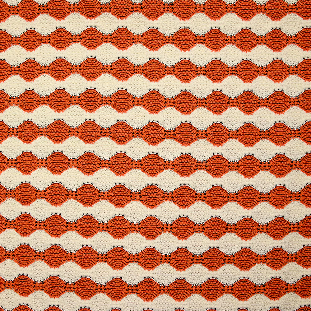 Maille polyester fantaisie écru et orange - Image 4
