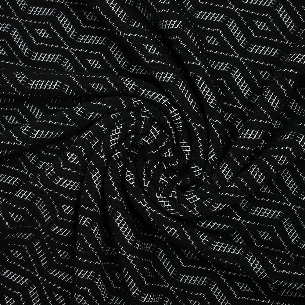 Maille polyester graphique blanche et noire - Image 2
