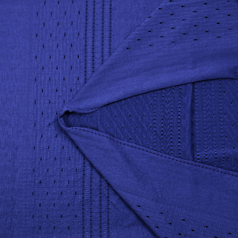 Maille polyester Paula ajourée et texturée bleu roi - Image 5