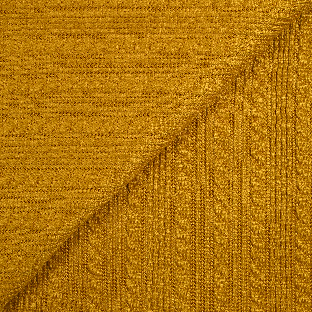 Maille torsadée fantaisie moutarde