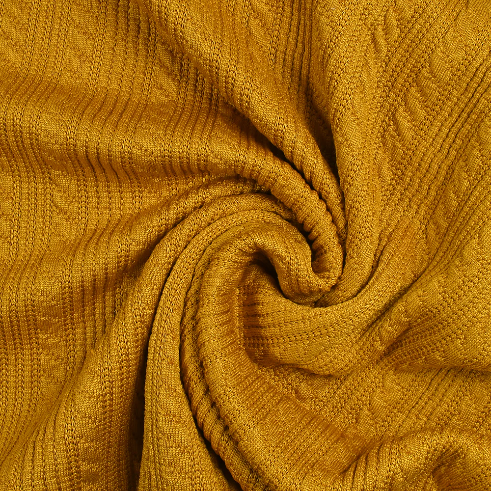 Maille torsadée fantaisie moutarde - Image 2