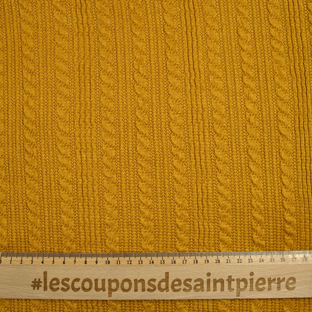 Maille torsadée fantaisie moutarde - Image 3