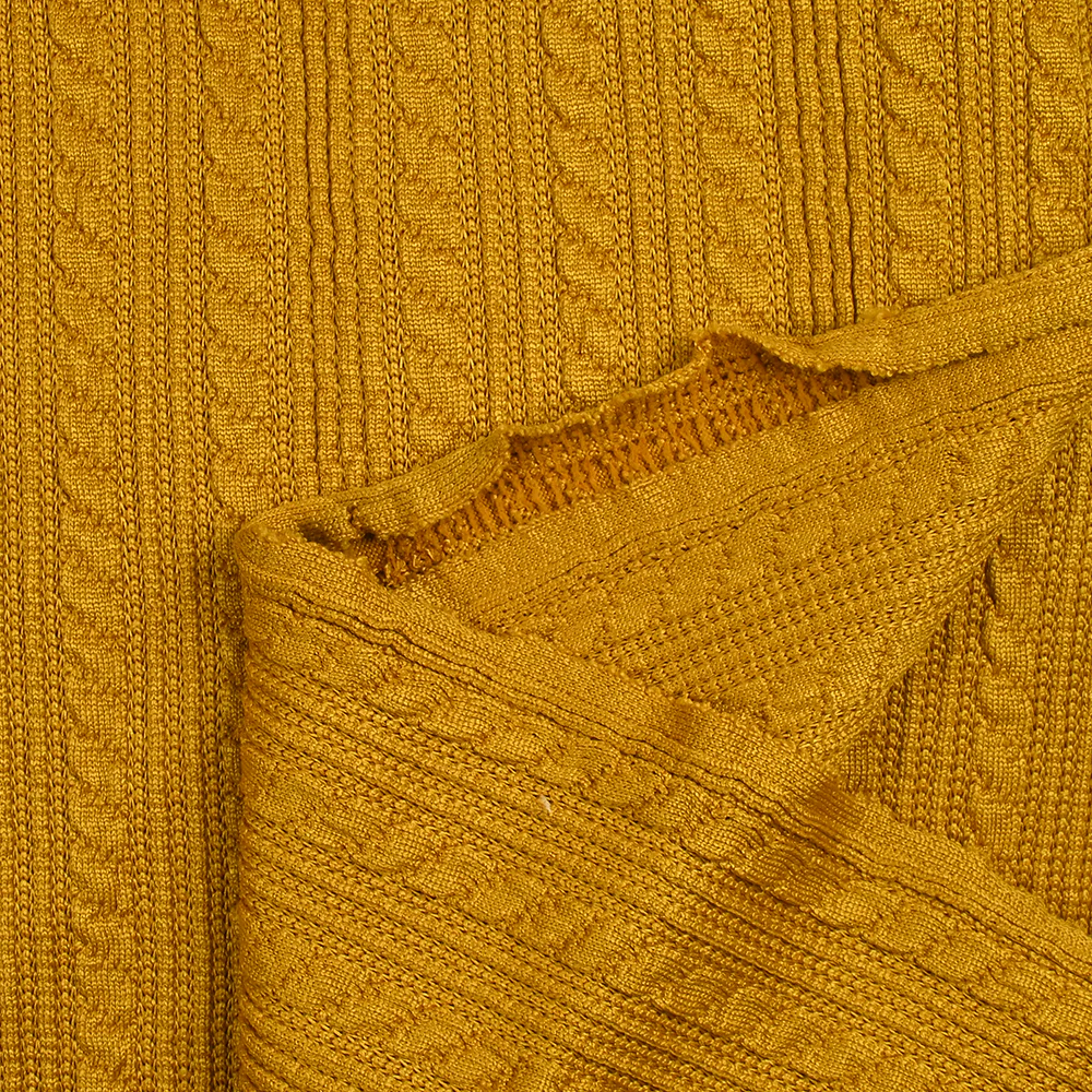 Maille torsadée fantaisie moutarde - Image 6