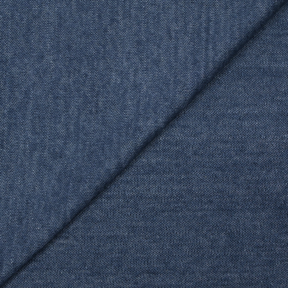 Maille tricot polyviscose fine bleu chiné
