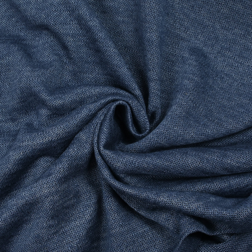Maille tricot polyviscose fine bleu chiné - Image 2
