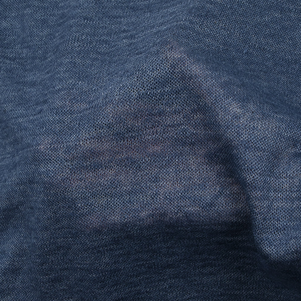 Maille tricot polyviscose fine bleu chiné - Image 3