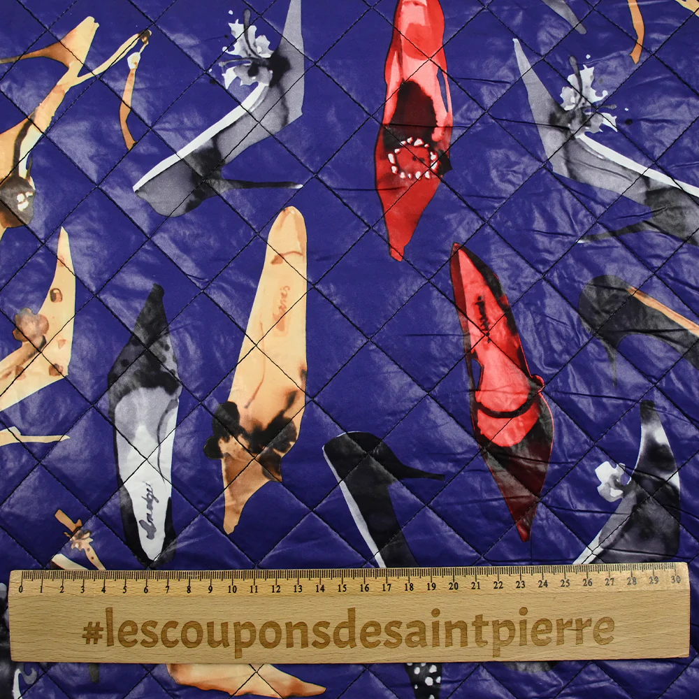 Matelassé imprimé talons hauts fond indigo - Image 3
