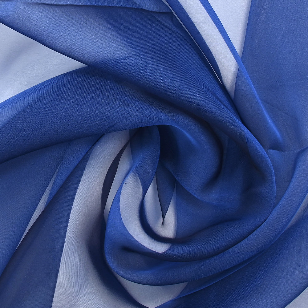 Mousseline 100% soie unie bleu foncé changeant noir - Image 2