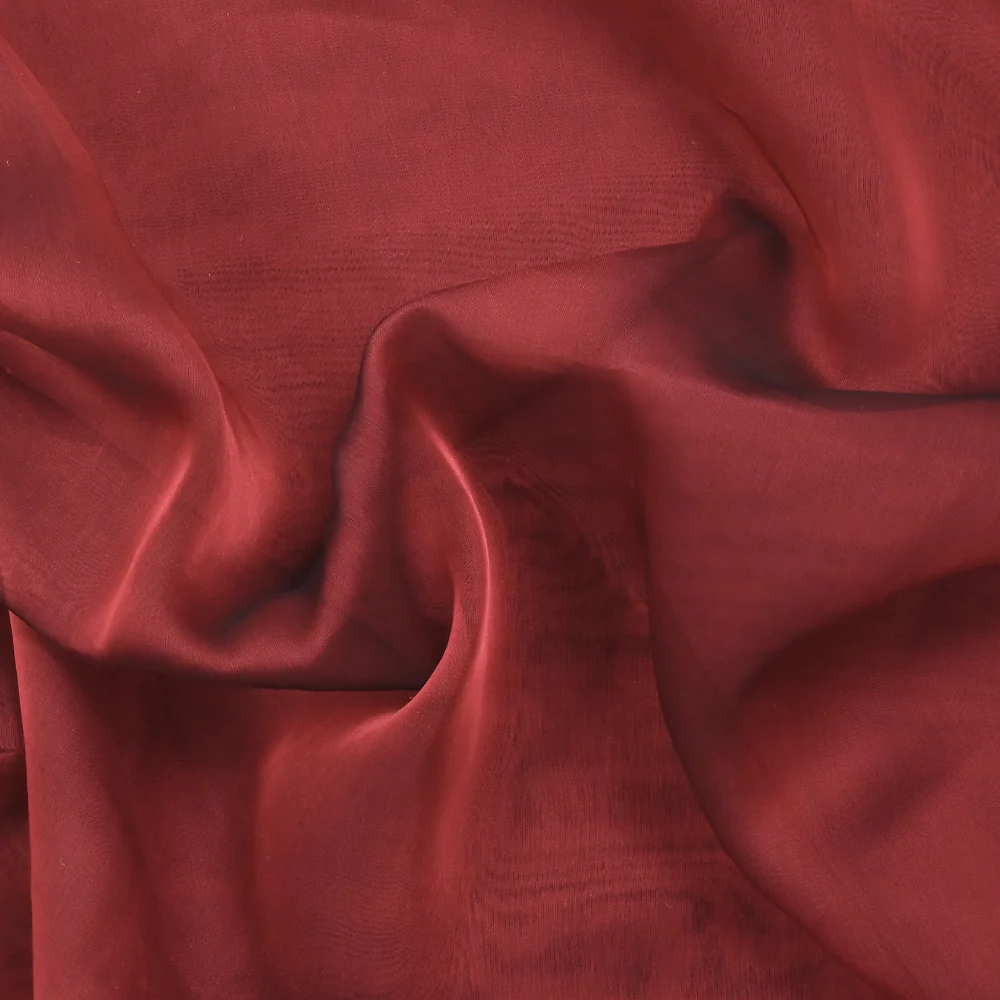 Mousseline 100% soie unie bordeaux changeant noir - Image 3