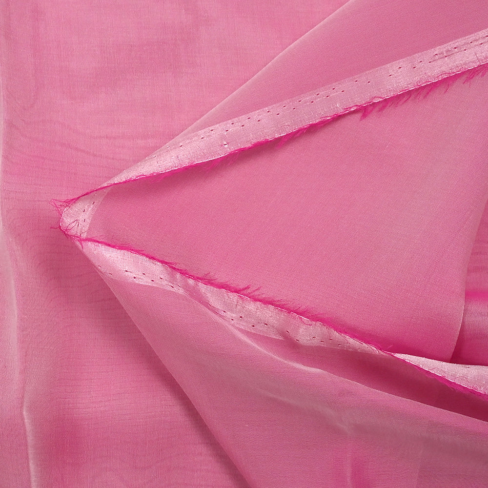 Mousseline 100% soie unie rose clair changeant fuchsia - Image 4