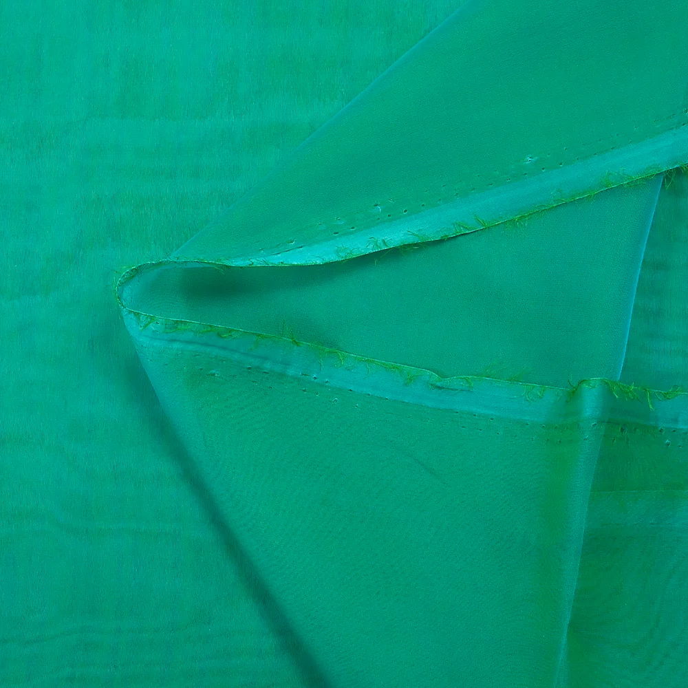 Mousseline 100% soie unie turquoise changeant vert - Image 4