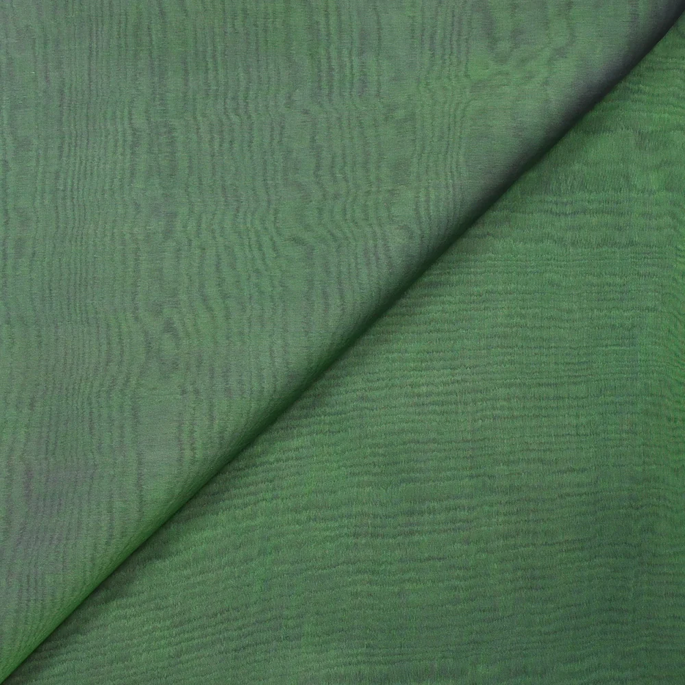 Mousseline 100% soie unie vert clair changeant indigo