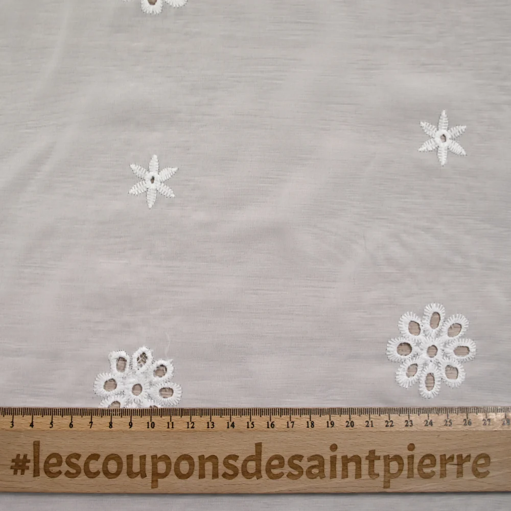 Mousseline brodée Enora blanc - Image 3
