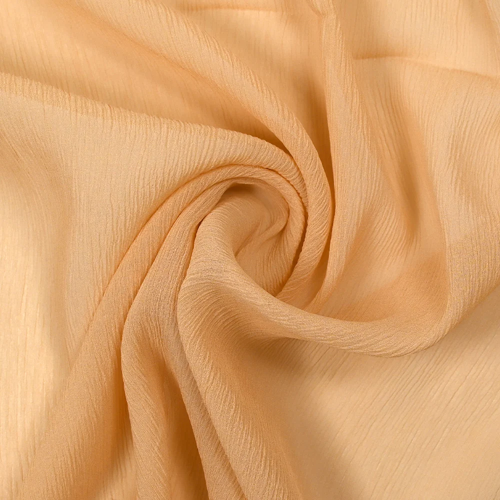 Mousseline crinkle 100% soie unie chair - Image 2