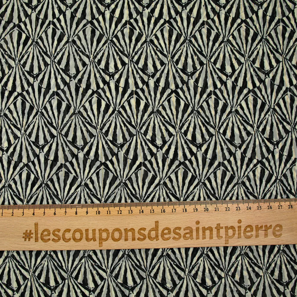 Mousseline crinkle imprimée irisée cerf-volant noir et écru - Image 3