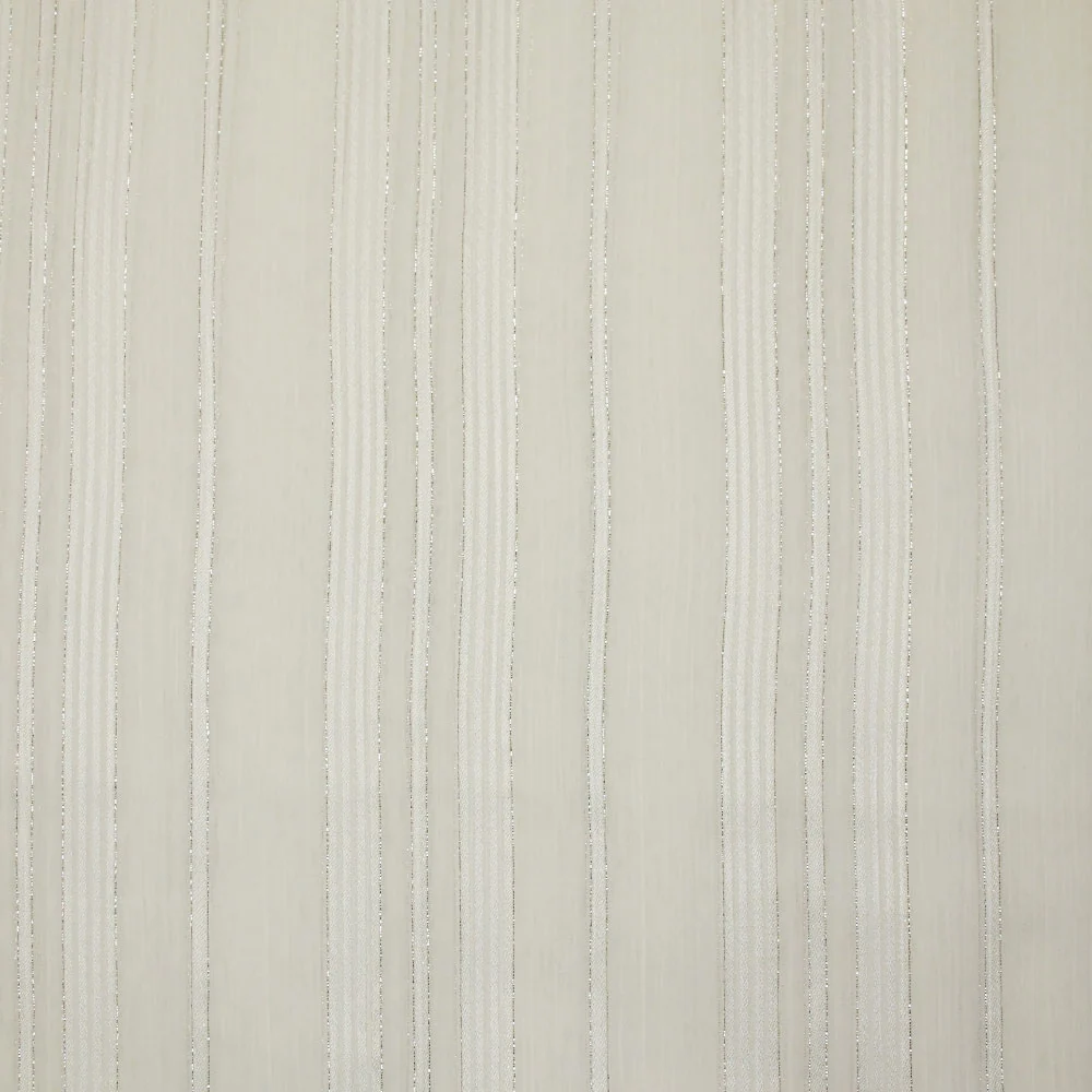 Mousseline crinkle rayure blanche et argent fond blanc - Image 4