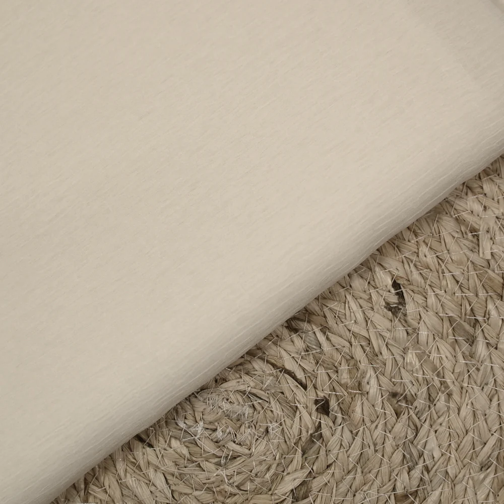 Mousseline crinkle soie et viscose blanc cassé