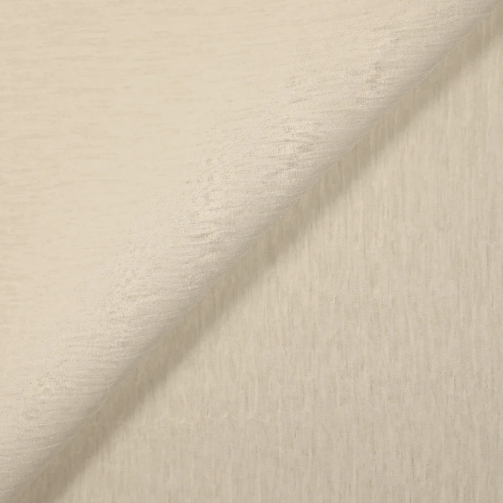 Mousseline crinkle soie et viscose blanc cassé - Image 4