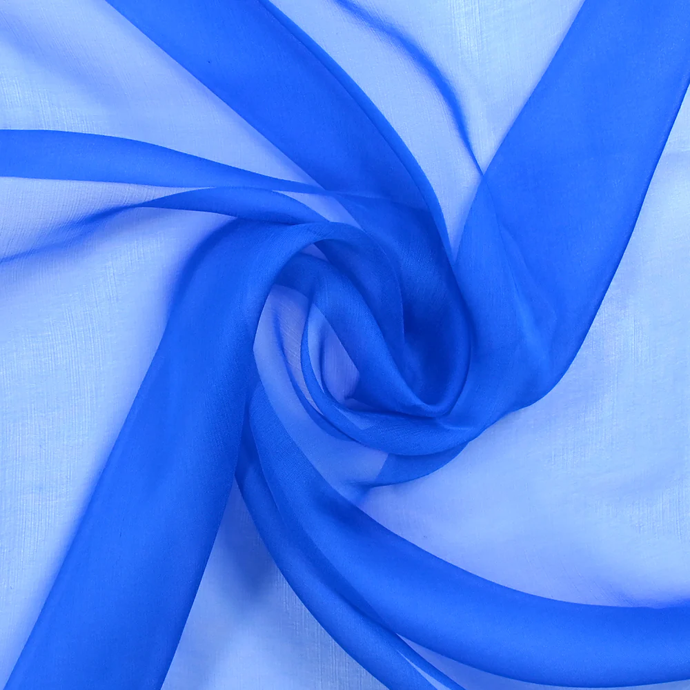 Mousseline de 100% soie bleu roi - Image 2