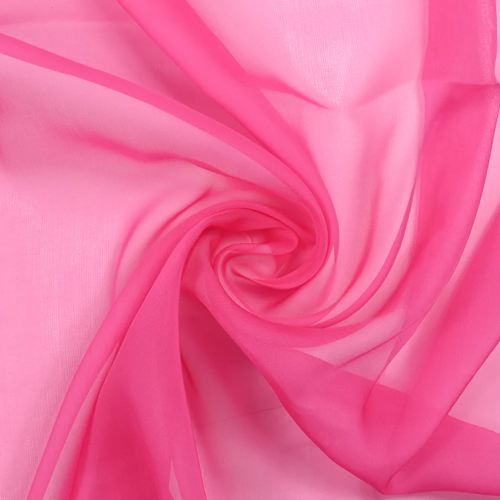 Mousseline de 100% soie rose bonbon - Image 2