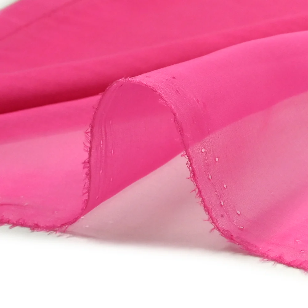 Mousseline de 100% soie rose bonbon - Image 4