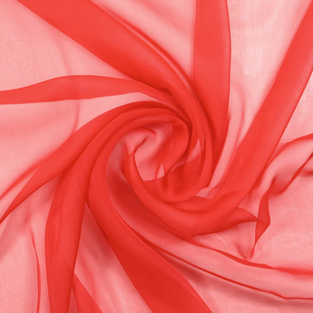 Mousseline de 100% soie rouge - Image 2
