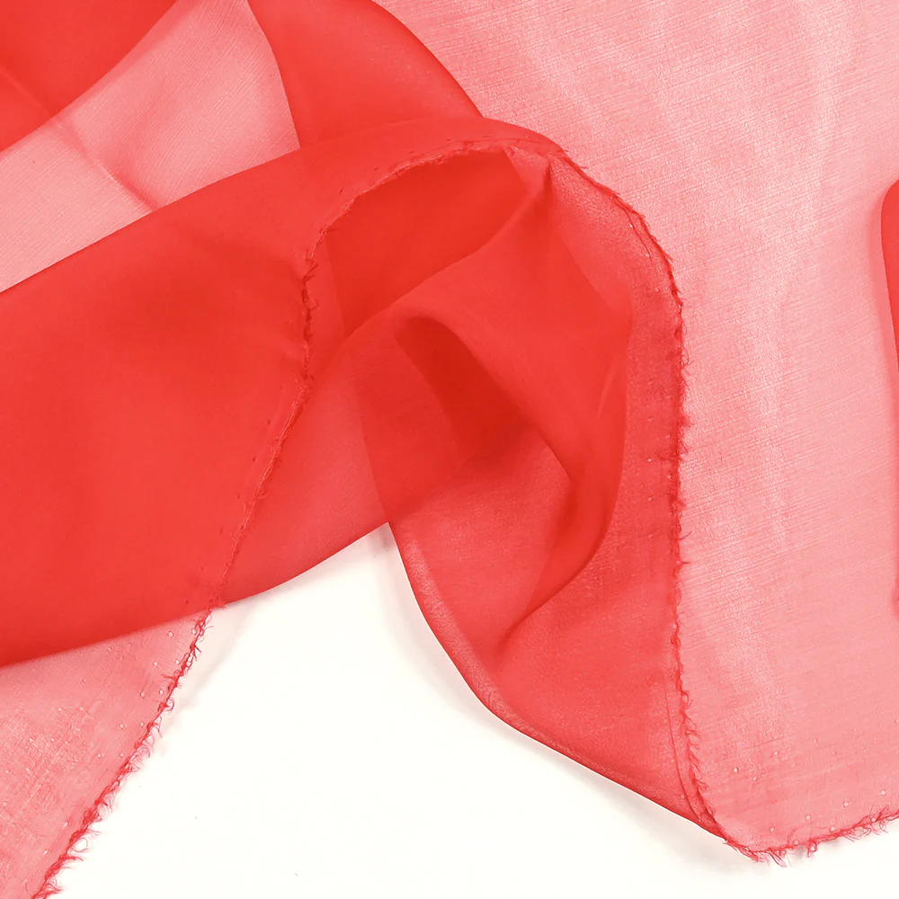 Mousseline de 100% soie rouge - Image 3